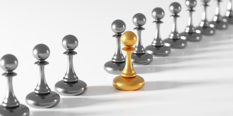 Chess pawn outstanding. Leadership concept. Competitive andvantage