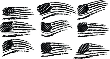 Vector Of The Distressed American Flag Bundle