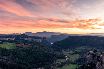 Sunset over the mountains (Panta de Sau, Spain, Catalonia)