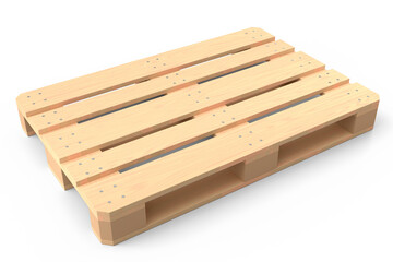 Wooden pallet for warehouse cargo storage isolated on white background.