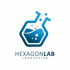 hexagon blue lab logo design