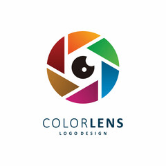 camera color lens logo design