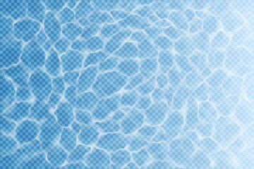 Water surface glares and reflections pattern a transparent vector overlay, realistic caustic texture in the pool or shallow water, shining water with waves and ripples