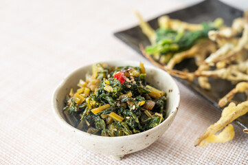 青菜炒め　葉ごぼう