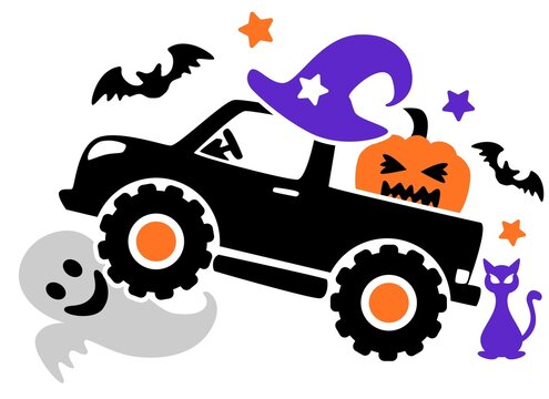 recommend clip art: Pumpkin Truck illustration, Boys Halloween Shirt vector