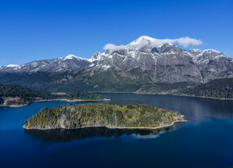 Landscape with snowed mountains and lakes