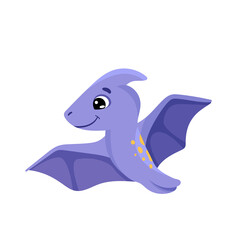 Cute little dinosaur vector illustration in cartoon style for children design, greeting birthday card, nursery poster.