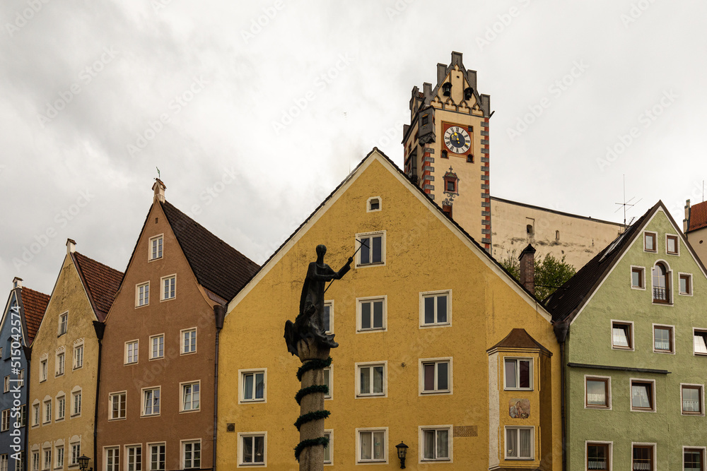 Wall mural facades of houses in the city of füssen, in southern bavaria