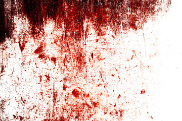 Scary bloody wall. white wall with blood splatter for halloween background. - obrazy, fototapety, plakaty