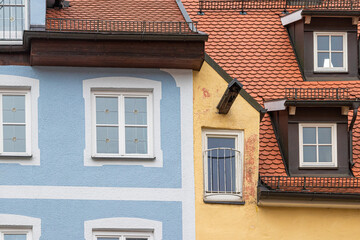 facades of houses in the city of Füssen, in southern Bavaria