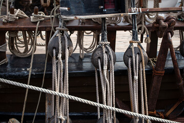 old wooden pulleys for boats