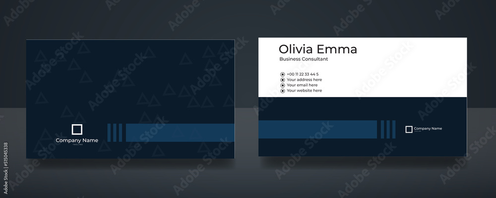 Wall mural Luxury and elegant dark black navy business card design with gold style minimalist print template