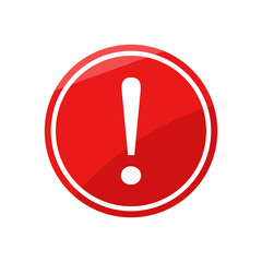 white exclamation mark on red circle button icon vector