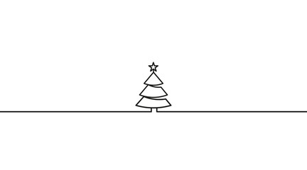 Weihnachtsbaum mit Stern als Umriss in Schwarzweiß  - obrazy, fototapety, plakaty