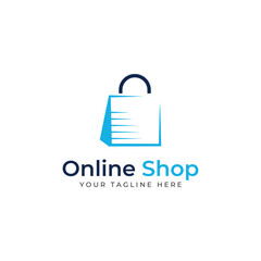 Fototapeta premium Shopping bag and online shopping cart logo.Logo suitable for sale,discount,shop.With vector illustration editing.