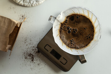 Pour-over method of brewing coffee