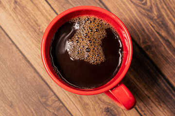 Top view of a cup of coffee