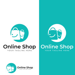 Obraz premium Shopping bag and online shopping cart logo.Logo suitable for sale,discount,shop.With vector illustration editing.