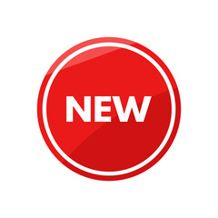 red sticker new. Novelty, promotion, news sign on a red background. Icon, sticker, sign
