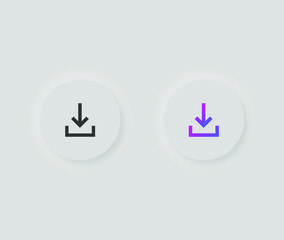 Obraz premium Neumorphic download icon in solid and gradient color