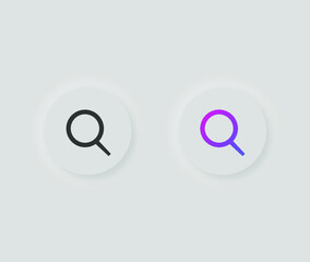 Neumorphic search icon in solid and gradient color