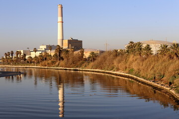 Chimney on the roof of the house