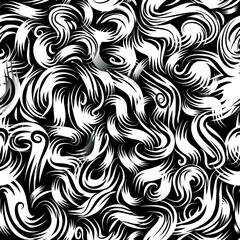 Abstract swirl lines and dots seamless pattern. Artistic line ornamental stylish background. Abstract tiled monochrome texture with organic shapes