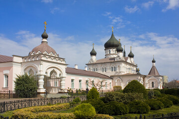 Fototapeta na wymiar Cathedral of the Protection of the Blessed Virgin of Pokrovsky Nunnery in Kyiv, Ukraine