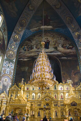 Interior of St. Nicholas Cathedral of Pokrovsky Monastery in Kyiv, Ukraine