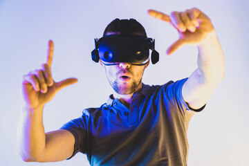 A man is using virtual reality for  work