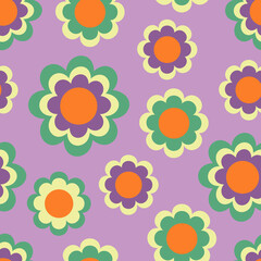 Fototapeta na wymiar seamless pattern with colorful retro flowers