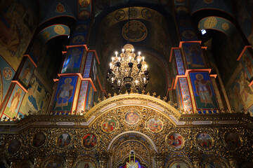 Fototapeta na wymiar Interior of Mikhailovsky Zlatoverhii Monastery in Kiev, Ukraine
