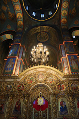 Fototapeta na wymiar Interior of Mikhailovsky Zlatoverhii Monastery in Kyiv, Ukraine