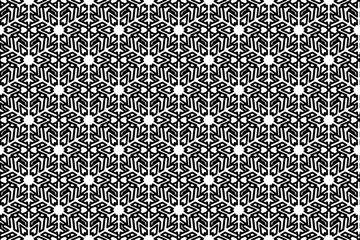 Seamless pattern completely filled with outlines of snowflake symbols. Elements are evenly spaced. Vector illustration on white background