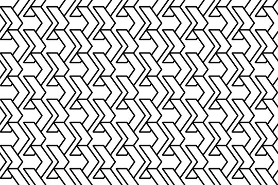 Seamless pattern completely filled with outlines of double arrow symbols. Elements are evenly spaced. Vector illustration on white background