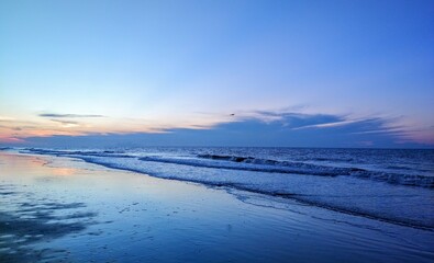 Blue Beach Ocean Sunrise Stacking Waves