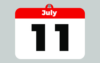 July, 11. White and red calendar.