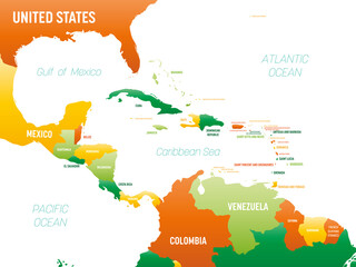 Central America detailed political map with lables