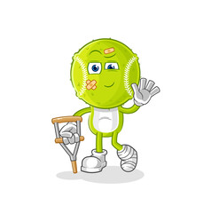 Obraz premium tennis ball sick with limping stick. cartoon mascot vector