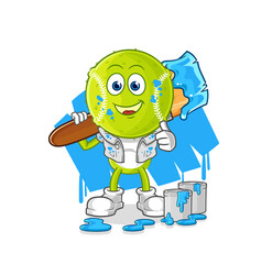tennis ball painter illustration. character vector