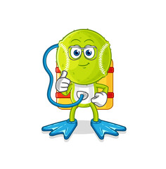 tennis ball diver cartoon. cartoon mascot vector