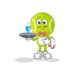 tennis ball waiter cartoon. cartoon mascot vector