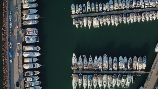ayvalik cunda Marina drone shot and castle, Balikesir ,TURKEY. High quality 4k footage