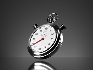 Vintage silver stopwatch on dark background