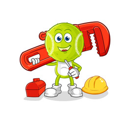 tennis ball plumber cartoon. cartoon mascot vector