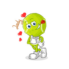 tennis ball flirting illustration. character vector