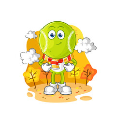 tennis ball in the autumn. cartoon mascot vector