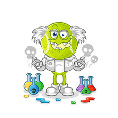 tennis ball mad scientist illustration. character vector