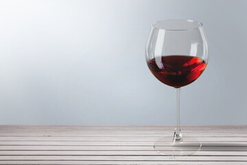 Red wine in a glass on light background