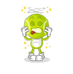 tennis ball dizzy head mascot. cartoon vector